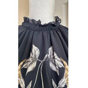 Max Studio Size M Floral Black Silk Dress